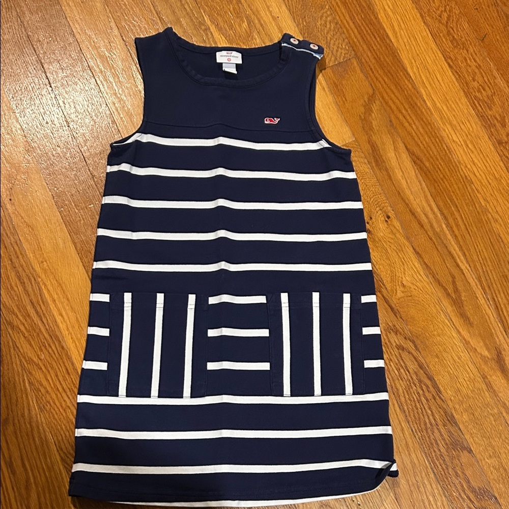 Vineyard Vines girls size 6 Navy and White Striped Dress